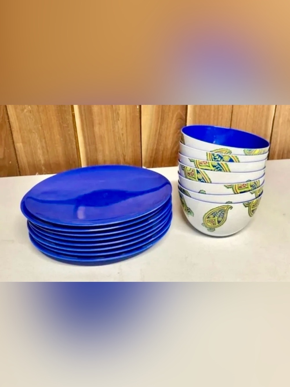 Vintage Home melamine dishes plastic lot of 15 plates & bowls-camping set